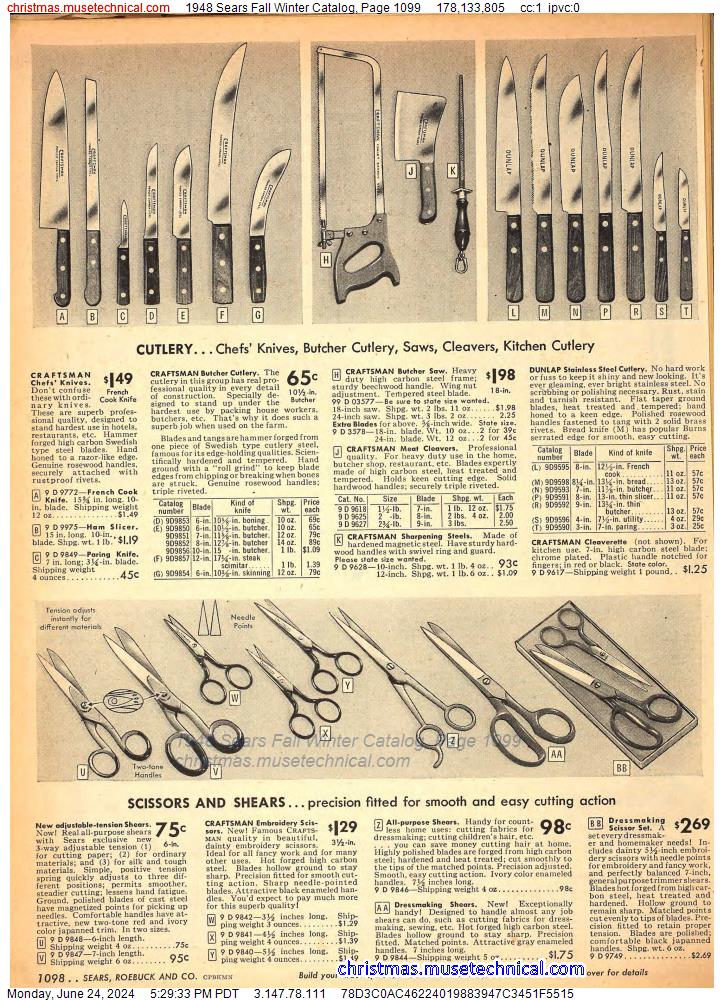 1948 Sears Fall Winter Catalog, Page 1099