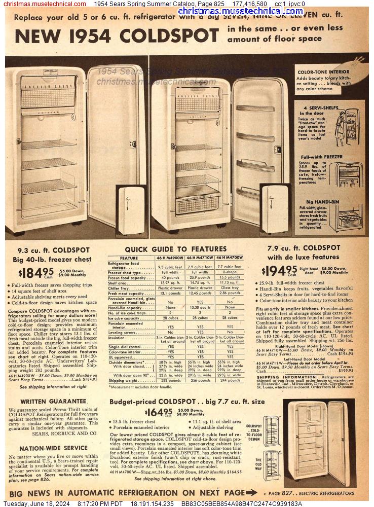 1954 Sears Spring Summer Catalog, Page 825