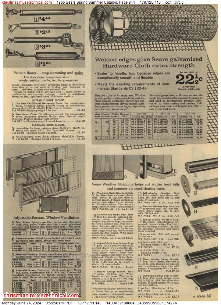 1965 Sears Spring Summer Catalog, Page 841