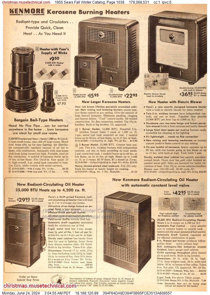 1955 Sears Fall Winter Catalog, Page 1038