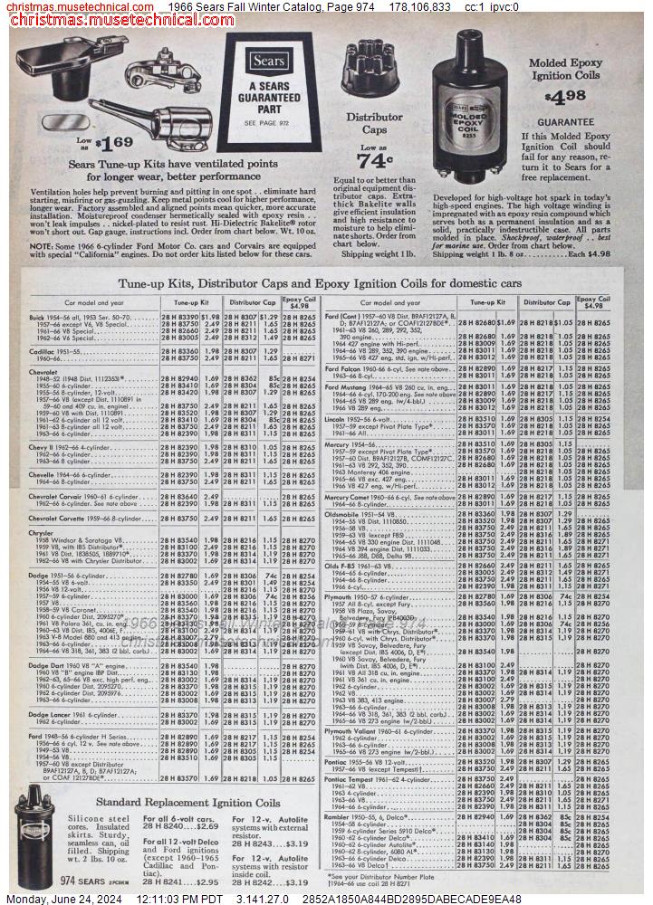 1966 Sears Fall Winter Catalog, Page 974