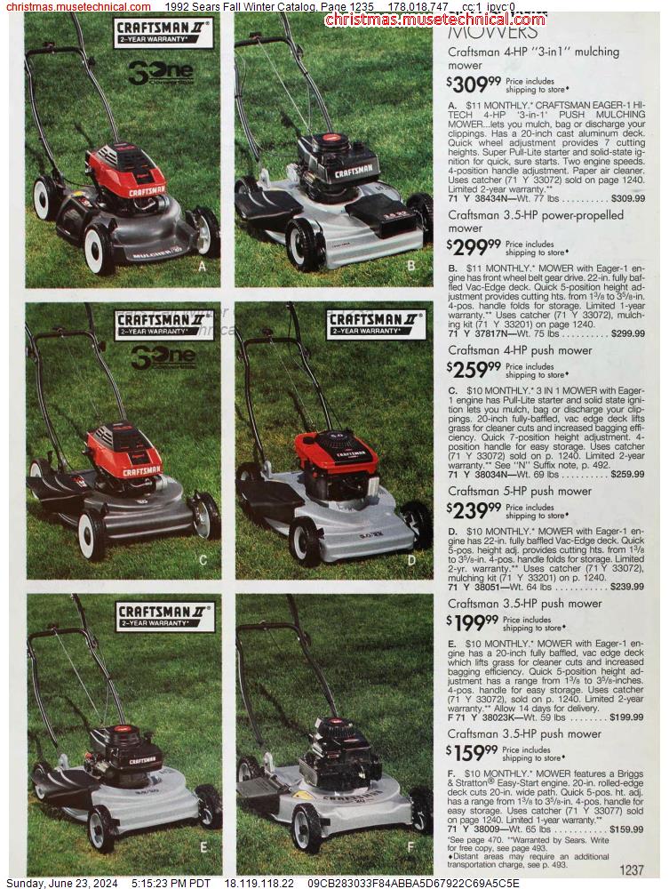 1992 Sears Fall Winter Catalog, Page 1235