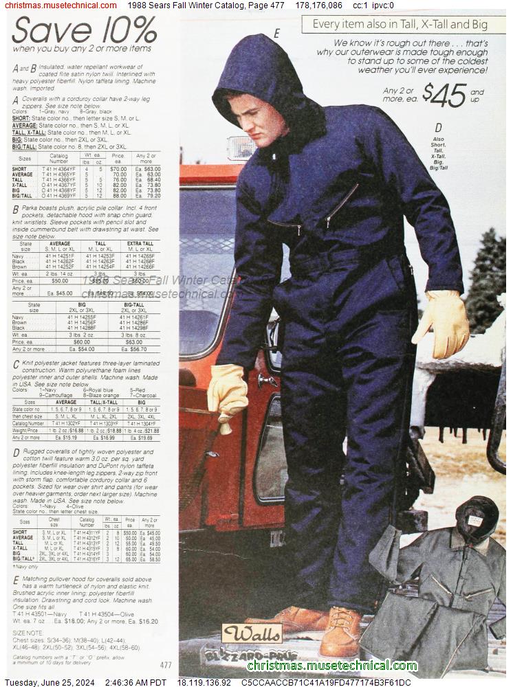 1988 Sears Fall Winter Catalog, Page 477