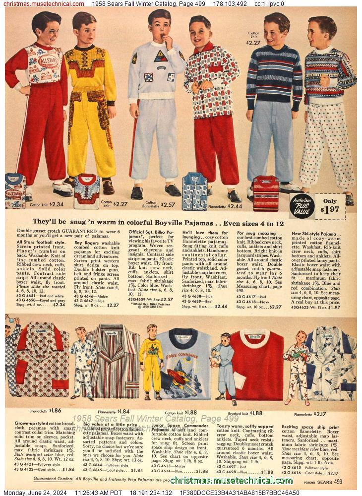 1958 Sears Fall Winter Catalog, Page 499