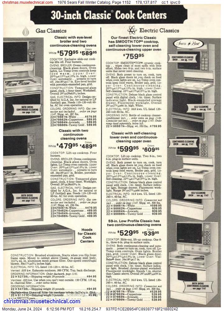 1976 Sears Fall Winter Catalog, Page 1152
