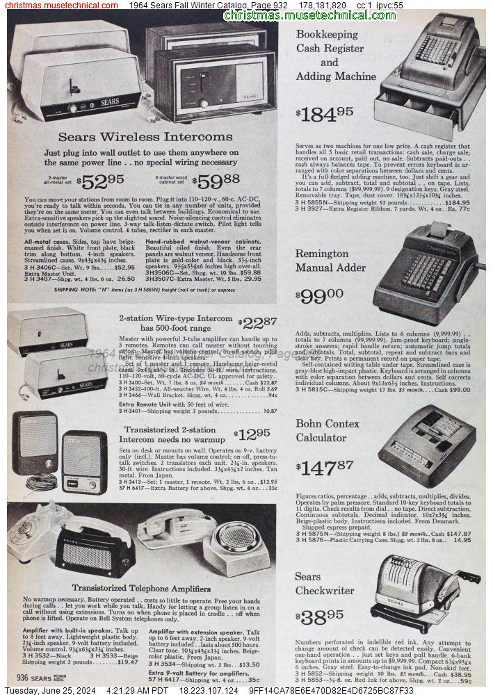 1964 Sears Fall Winter Catalog, Page 932