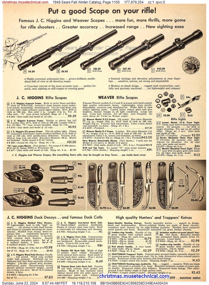 1949 Sears Fall Winter Catalog, Page 1105