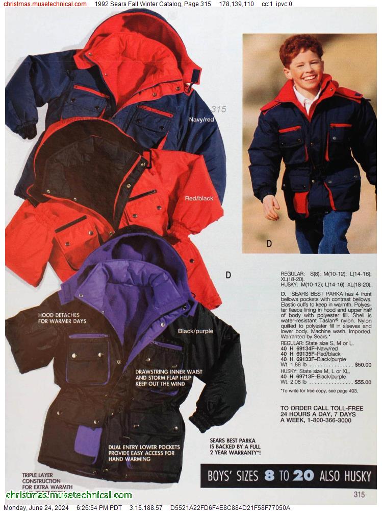 1992 Sears Fall Winter Catalog, Page 315
