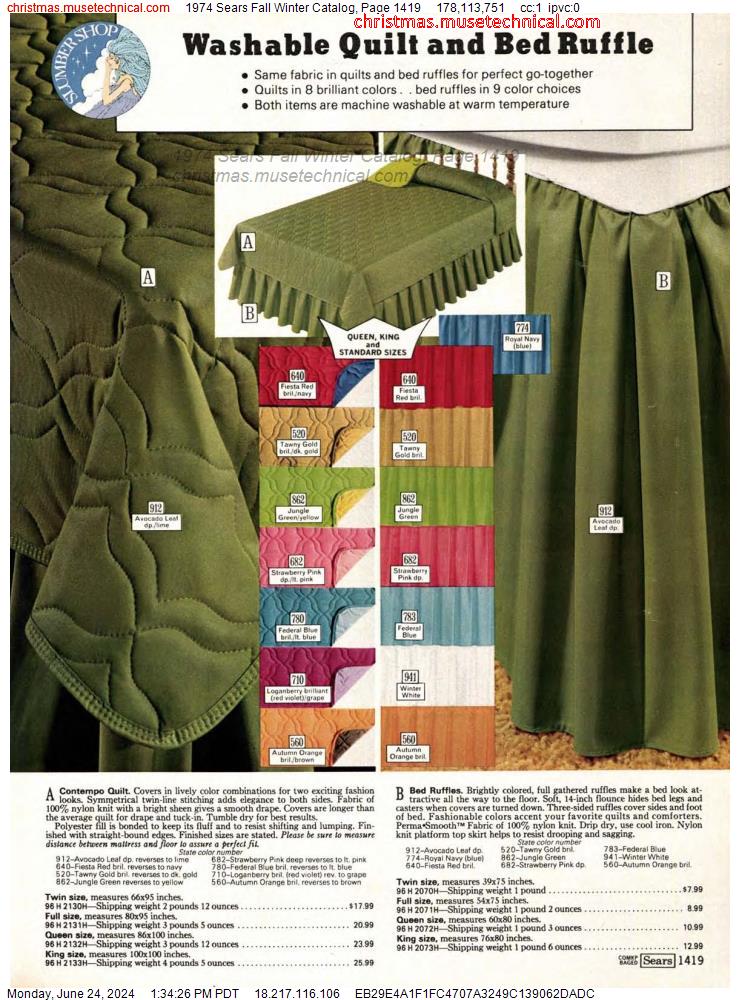 1974 Sears Fall Winter Catalog, Page 1419
