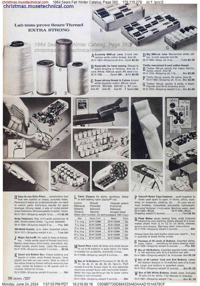 1964 Sears Fall Winter Catalog, Page 382
