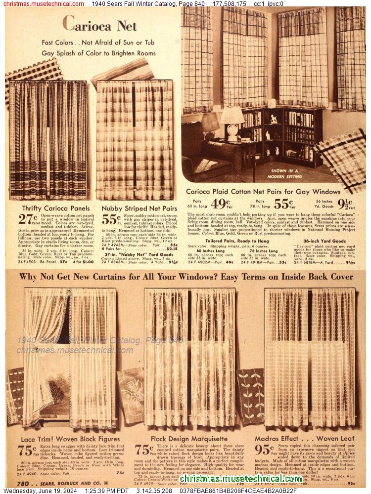 1940 Sears Fall Winter Catalog, Page 840