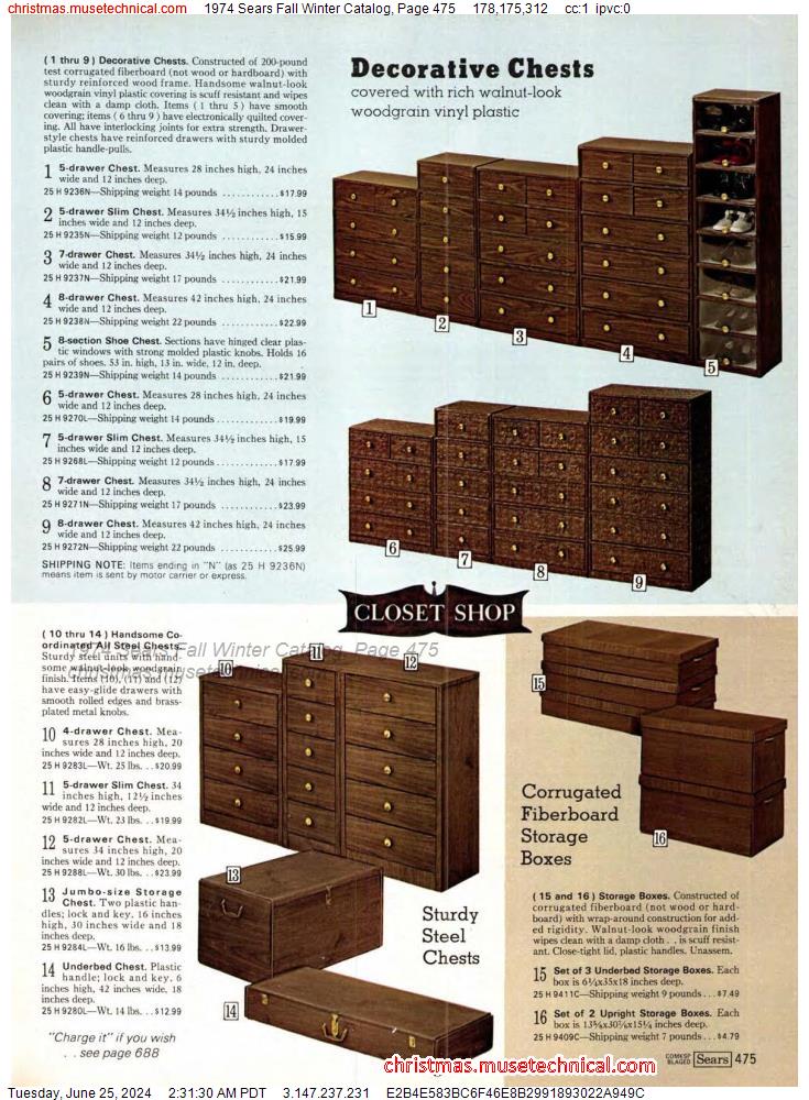 1974 Sears Fall Winter Catalog, Page 475