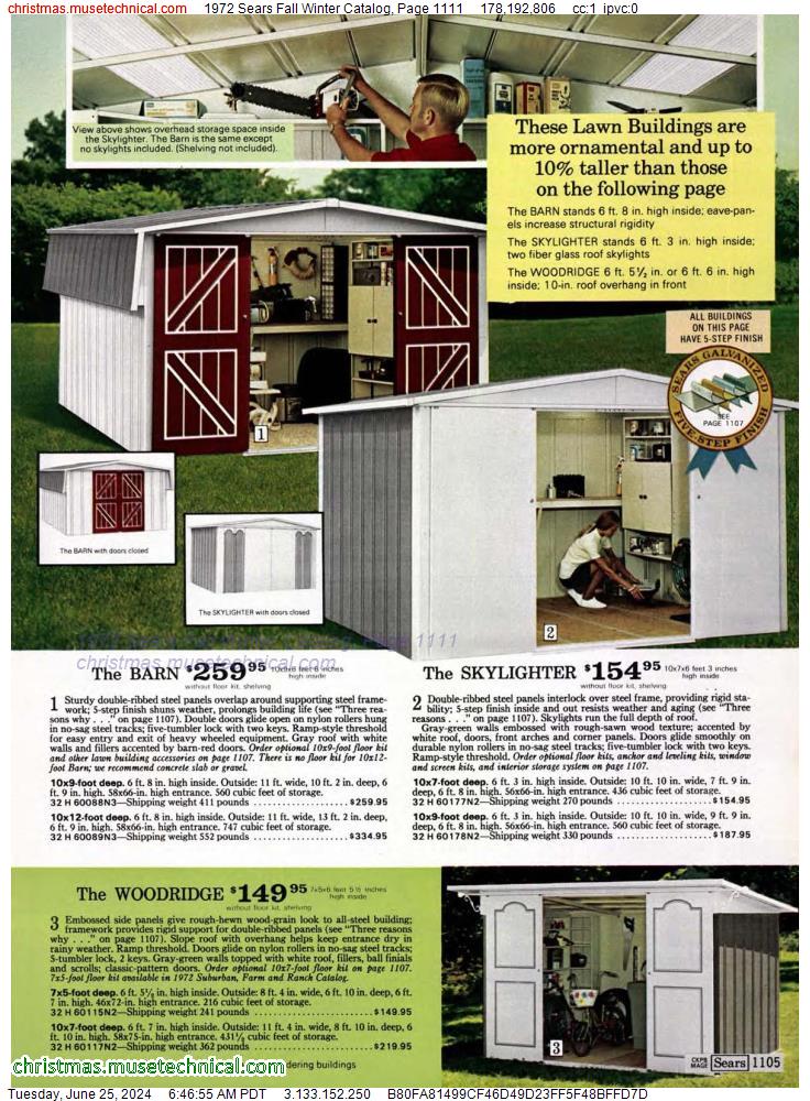 1972 Sears Fall Winter Catalog, Page 1111