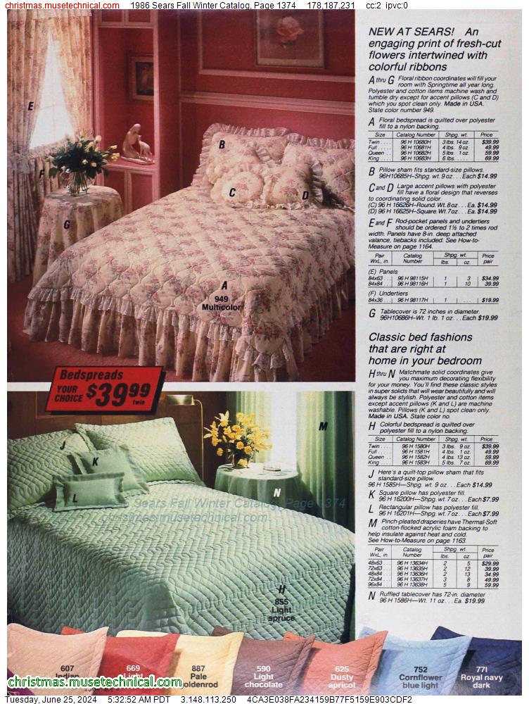 1986 Sears Fall Winter Catalog, Page 1374