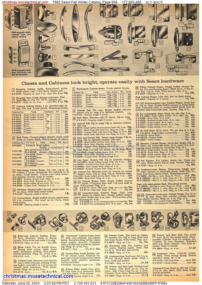 1962 Sears Fall Winter Catalog, Page 906
