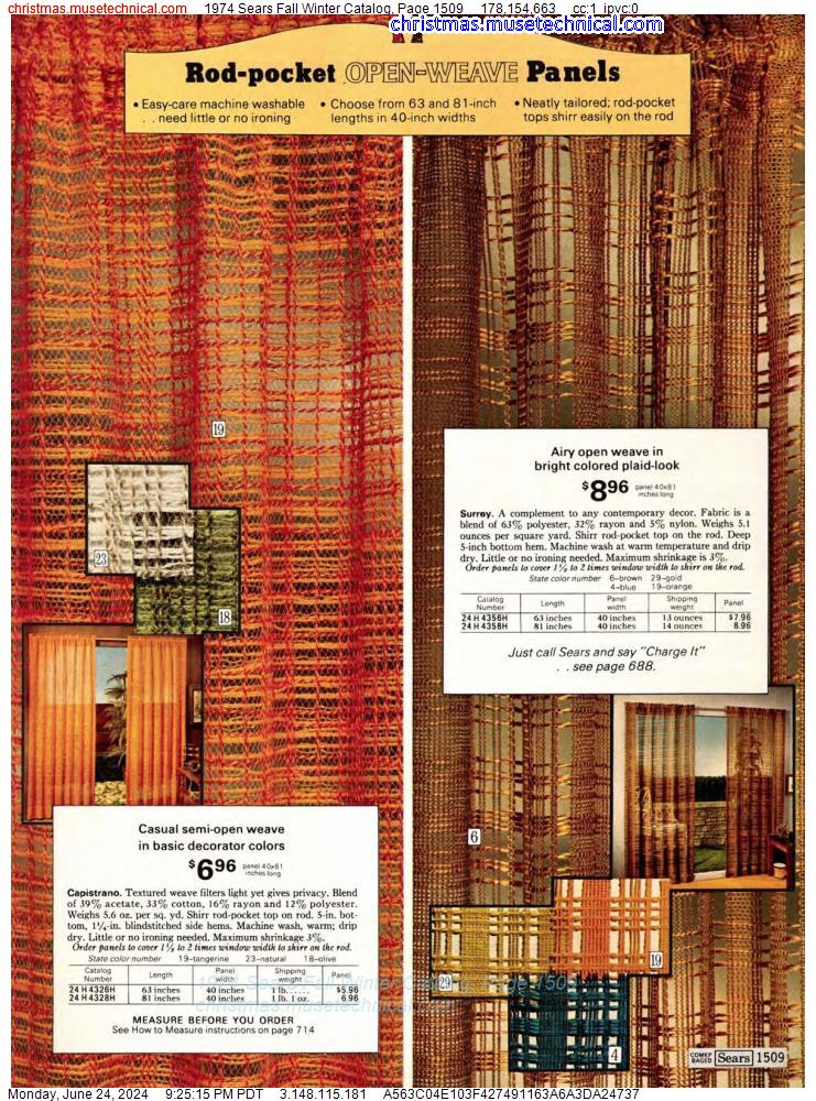 1974 Sears Fall Winter Catalog, Page 1509
