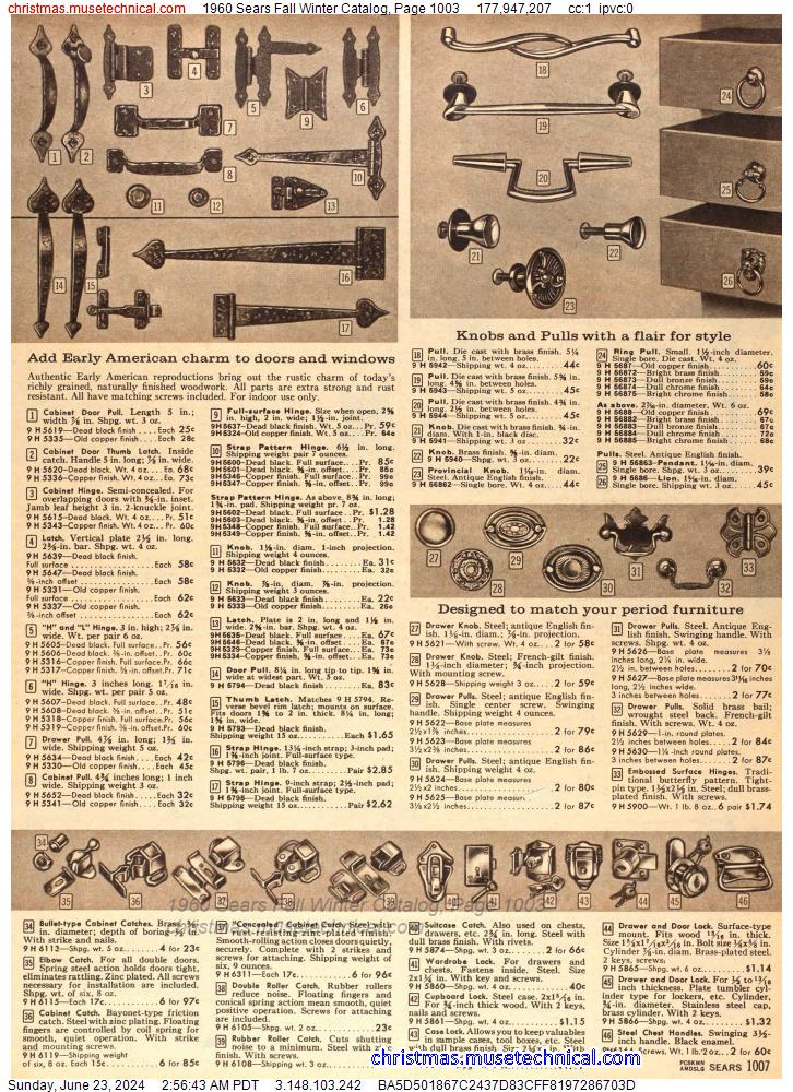 1960 Sears Fall Winter Catalog, Page 1003