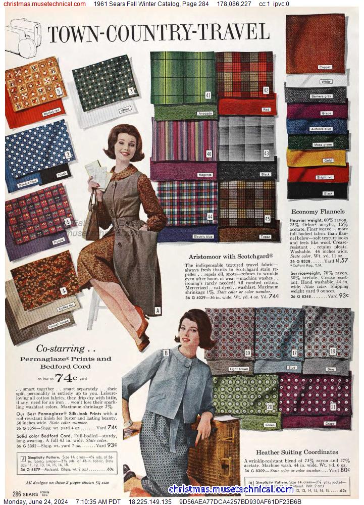 1961 Sears Fall Winter Catalog, Page 284