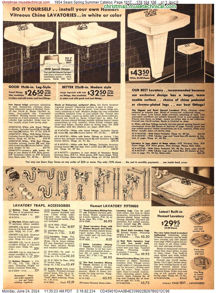 1954 Sears Spring Summer Catalog, Page 1017