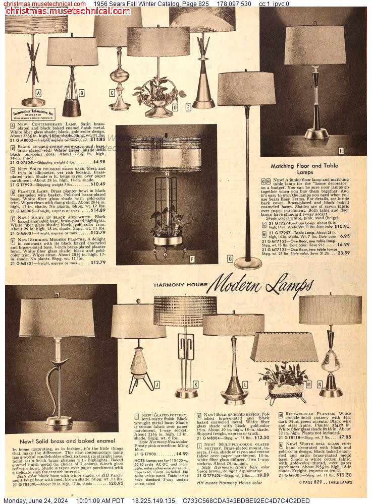 1956 Sears Fall Winter Catalog, Page 825