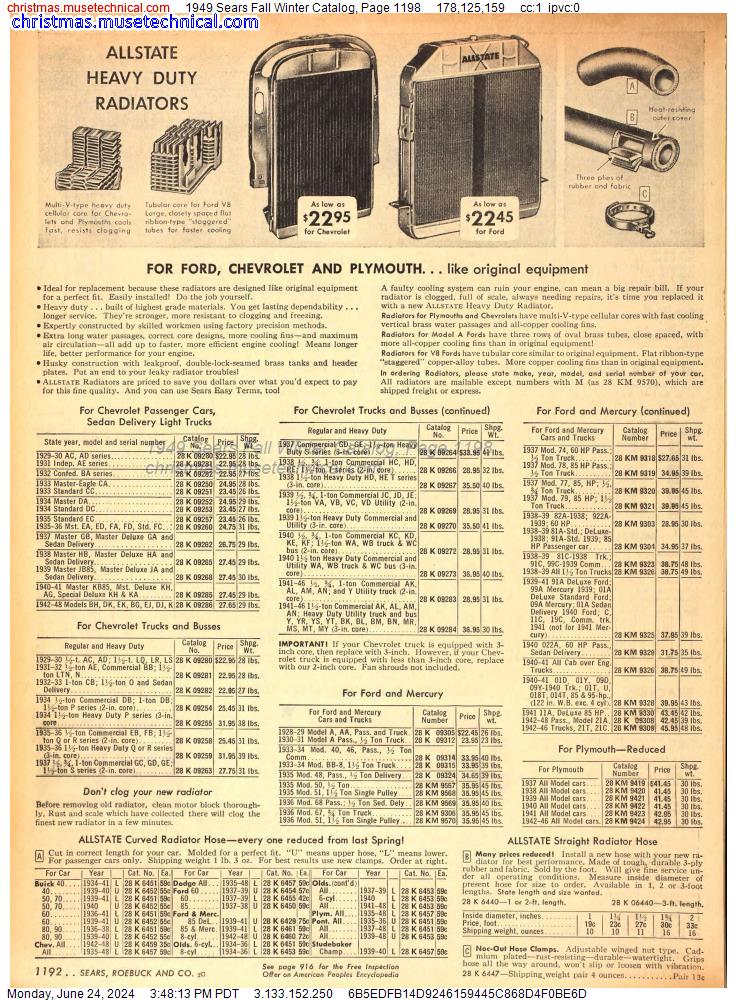 1949 Sears Fall Winter Catalog, Page 1198