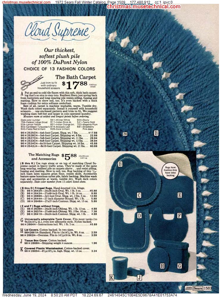 1972 Sears Fall Winter Catalog, Page 1509