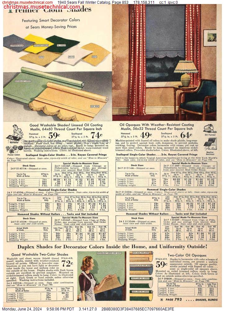 1940 Sears Fall Winter Catalog, Page 853