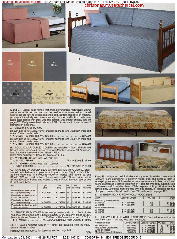 1992 Sears Fall Winter Catalog, Page 937