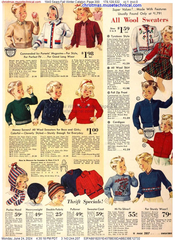1940 Sears Fall Winter Catalog, Page 300