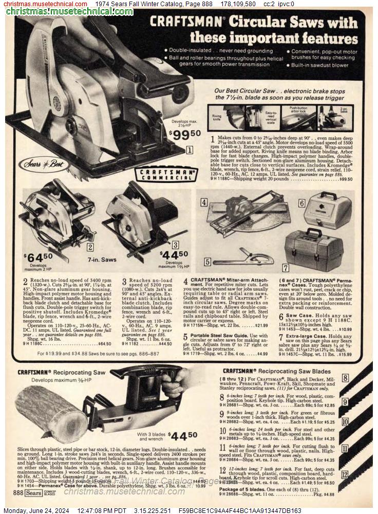 1974 Sears Fall Winter Catalog, Page 888