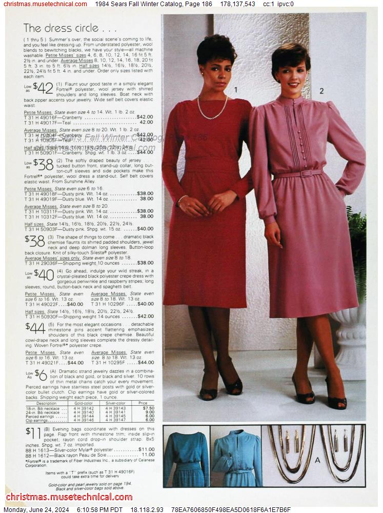1984 Sears Fall Winter Catalog, Page 186