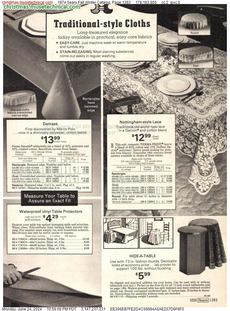 1974 Sears Fall Winter Catalog, Page 1393