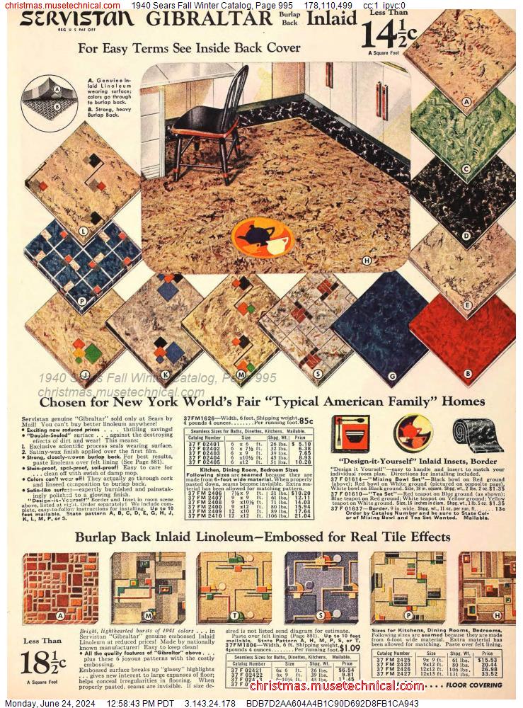 1940 Sears Fall Winter Catalog, Page 995