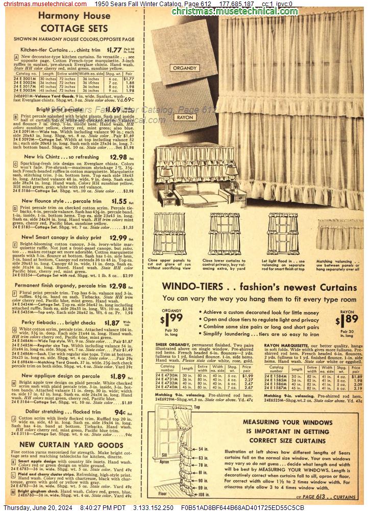 1950 Sears Fall Winter Catalog, Page 612