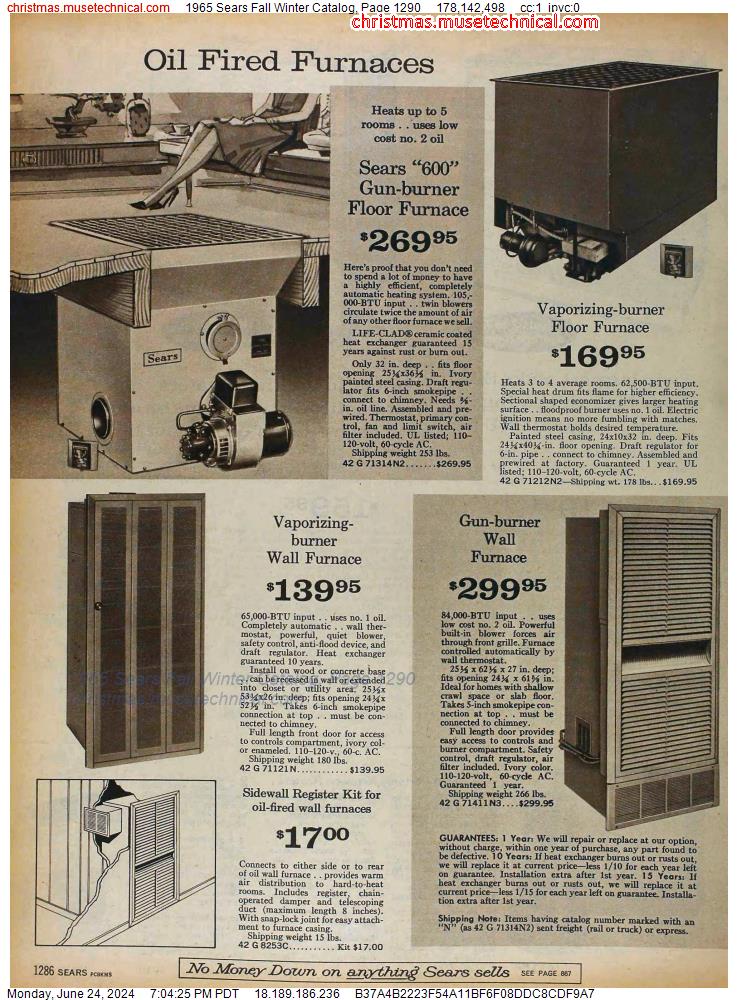 1965 Sears Fall Winter Catalog, Page 1290