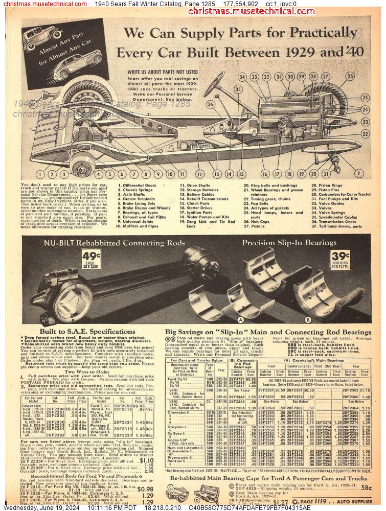 1940 Sears Fall Winter Catalog, Page 1285