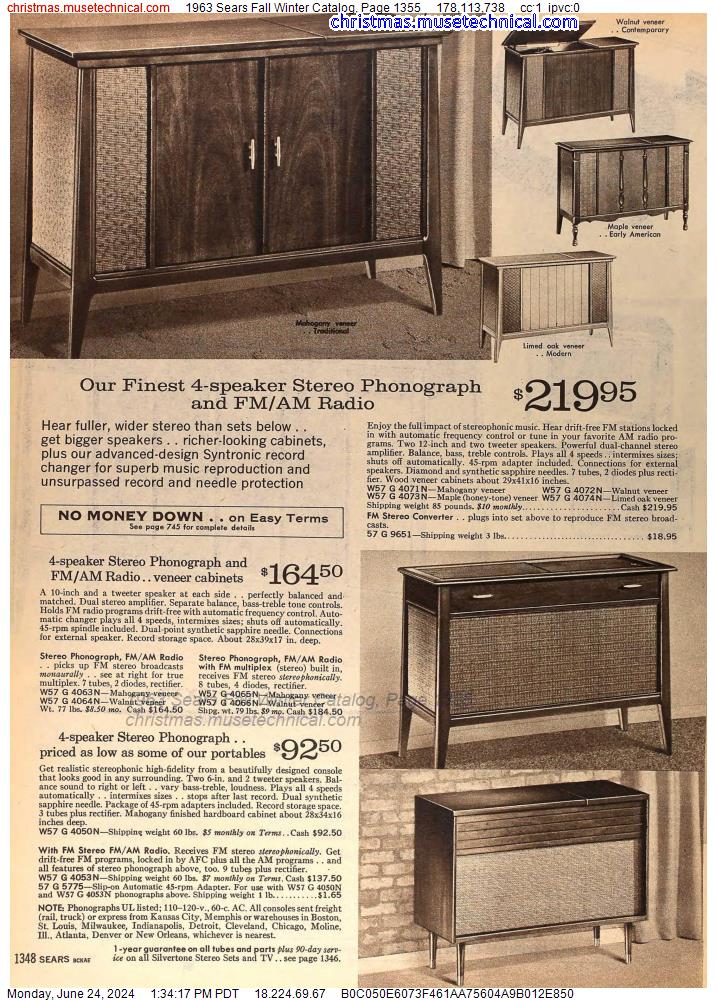 1963 Sears Fall Winter Catalog, Page 1355