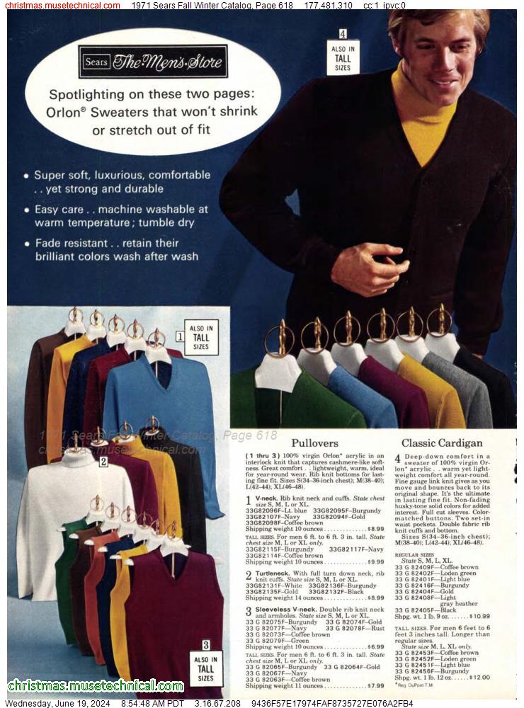 1971 Sears Fall Winter Catalog, Page 618