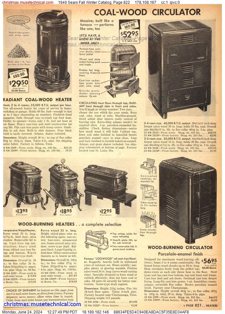 1949 Sears Fall Winter Catalog, Page 822