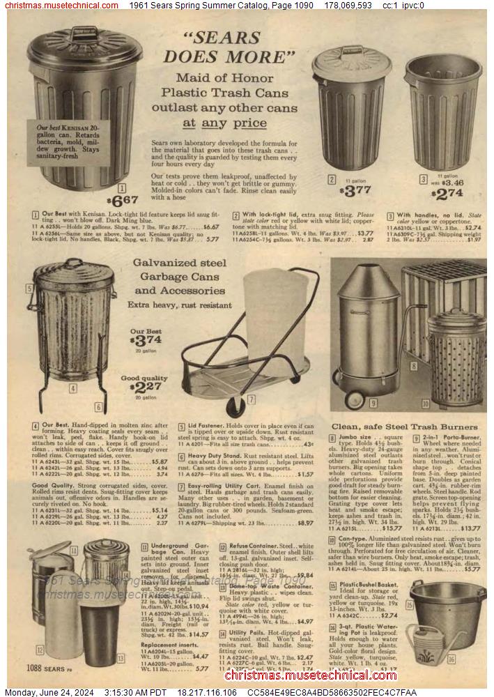 1961 Sears Spring Summer Catalog, Page 1090