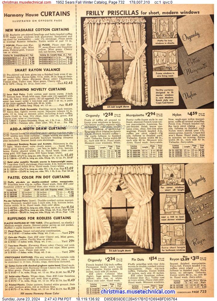 1952 Sears Fall Winter Catalog, Page 732