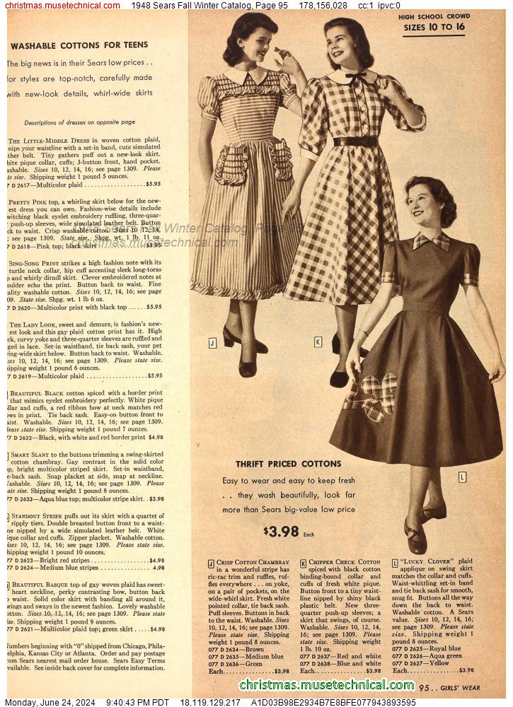 1948 Sears Fall Winter Catalog, Page 95