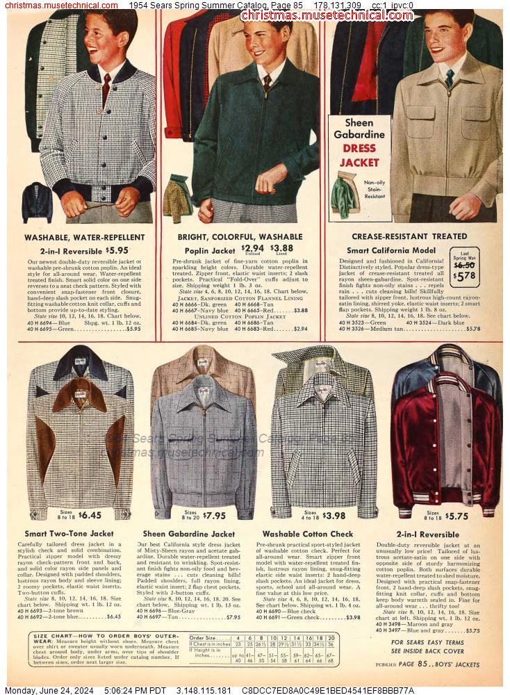 1954 Sears Spring Summer Catalog, Page 85