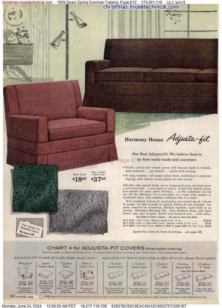 1959 Sears Spring Summer Catalog, Page 612