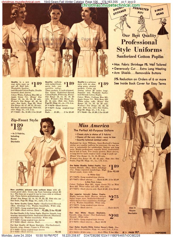 1940 Sears Fall Winter Catalog, Page 106