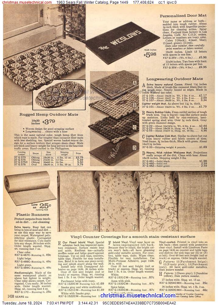 1963 Sears Fall Winter Catalog, Page 1449