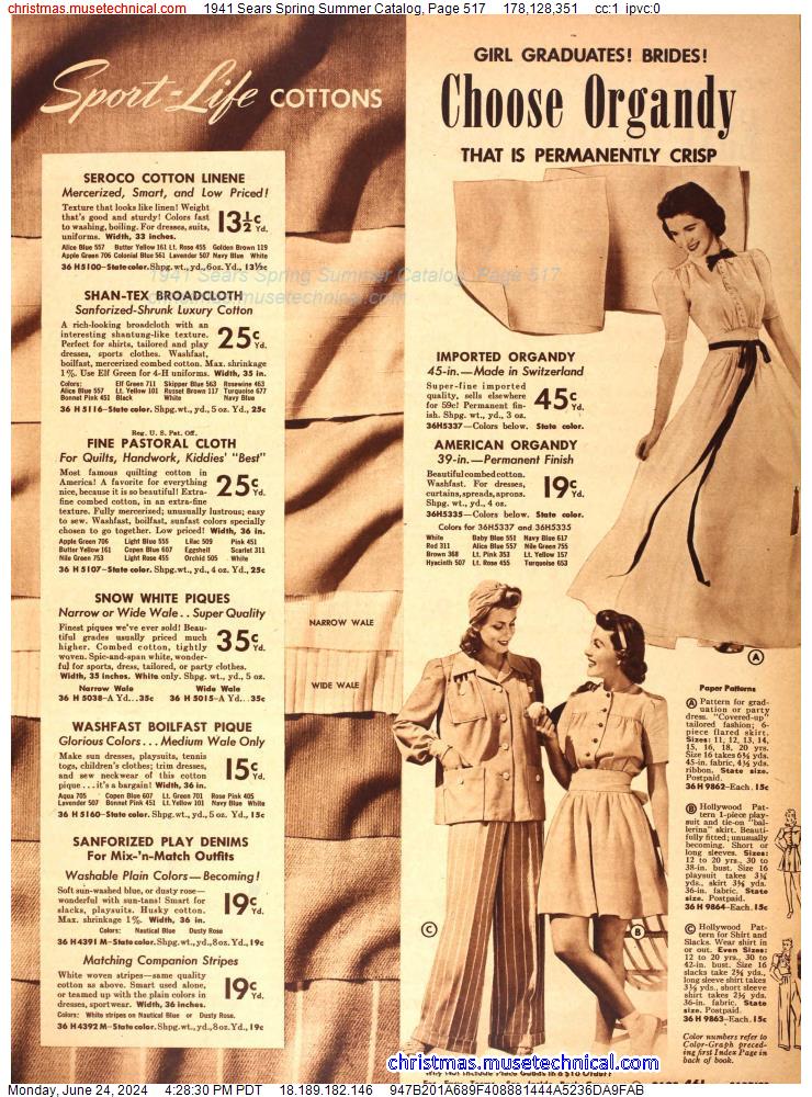 1941 Sears Spring Summer Catalog, Page 517