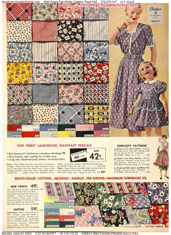 1949 Sears Fall Winter Catalog, Page 549