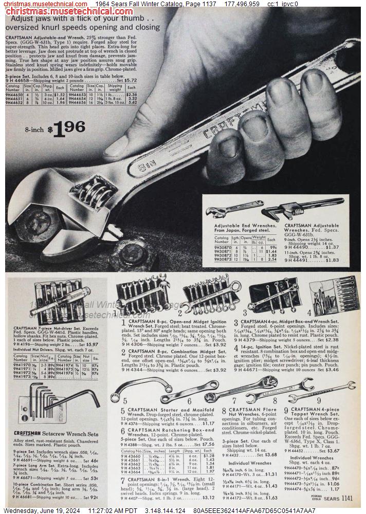 1964 Sears Fall Winter Catalog, Page 1137