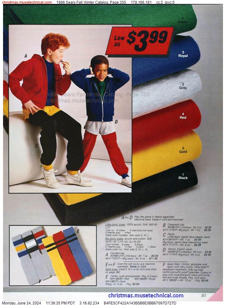 1986 Sears Fall Winter Catalog, Page 355